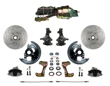 Front Power 2" Drop Spindle Kit with Drilled Rotors and Zinc Plated Calipers image 1