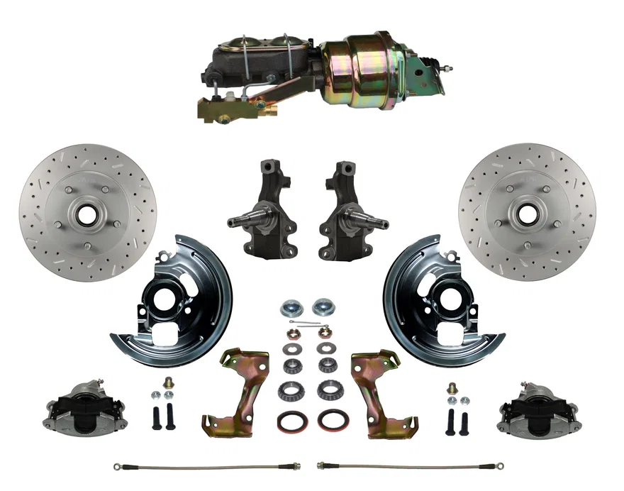 Front Power 2" Drop Spindle Kit with Drilled Rotors and Zinc Plated Calipers