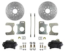 Rear Disc Brake Kit  with Drilled Rotors and Black Powder Coated Calipers image 1