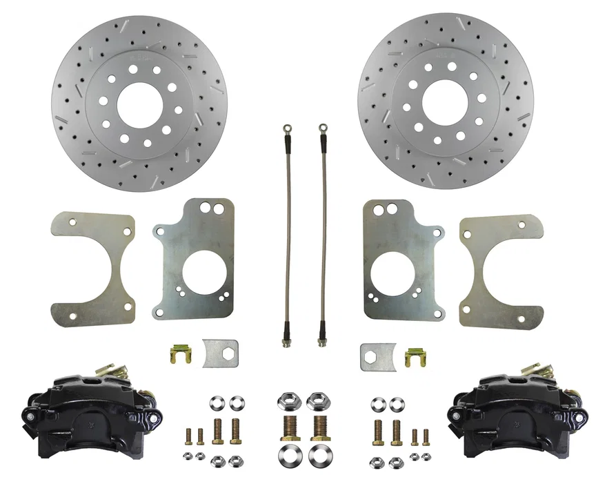 Rear Disc Brake Kit  with Drilled Rotors and Black Powder Coated Calipers