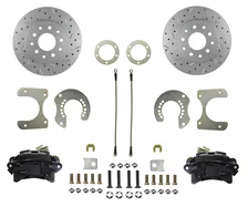 Rear Disc Brake Kit  with Drilled Rotors and Black Powder Coated Calipers image 1