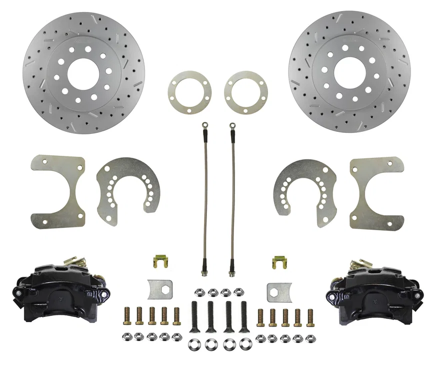Rear Disc Brake Kit  with Drilled Rotors and Black Powder Coated Calipers