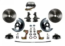 Front Manual 2" Drop Spindle Kit with Plain Rotors and Zinc Plated Calipers image 1