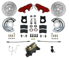 Manual Front Kit with Drilled Rotors and Red Powder Coated Calipers for Ford Mustang image 1