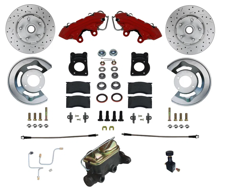 Manual Front Kit with Drilled Rotors and Red Powder Coated Calipers for Ford Mustang