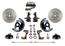 Front Manual 2" Drop Spindle Kit with Drilled Rotors and Zinc Plated Calipers image 1