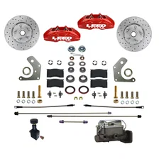 Power Front Kit with Drilled Rotors and Red Powder Coated Calipers image 1