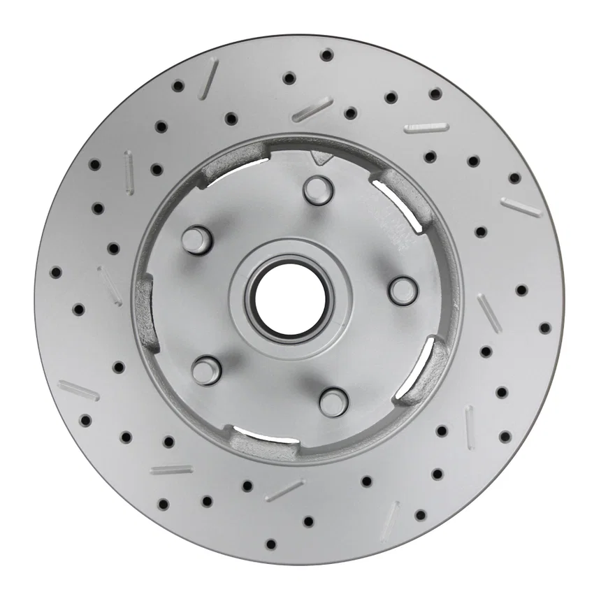 Cross drilled and slotted front rotor for Ford 4 piston cars