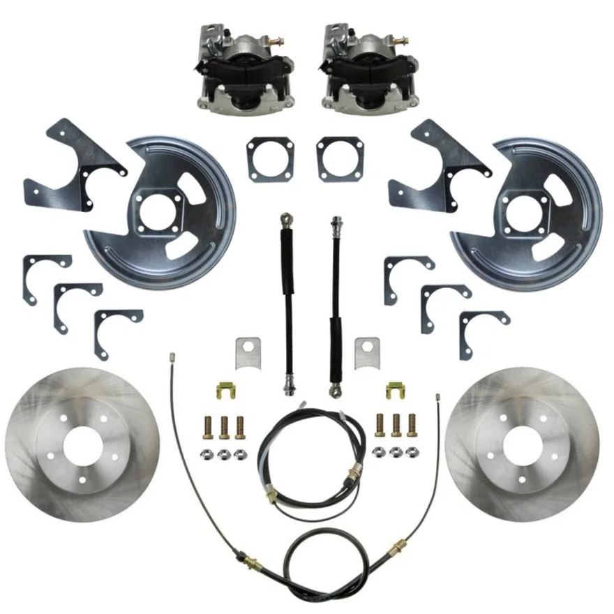 Rear Disc Brake Kit  with Plain Rotors and Zinc Plated Calipers