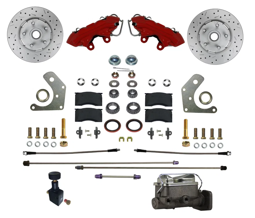Manual Front Kit with Drilled Rotors and Red Powder Coated Calipers
