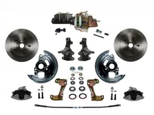 Front Power 2" Drop Spindle Kit with Plain Rotors and Zinc Plated Calipers image 1