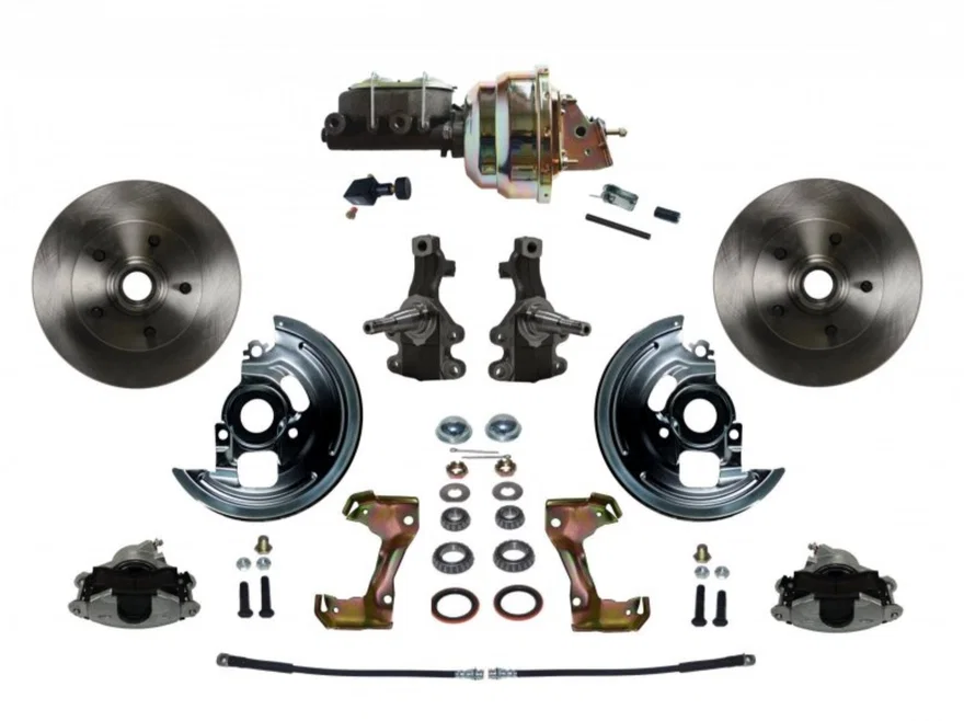 Front Power 2" Drop Spindle Kit with Plain Rotors and Zinc Plated Calipers