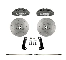 Front Caliper and Rotor Kit with Drilled Rotors and Anodized Calipers image 1