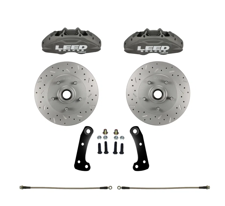Front Caliper and Rotor Kit with Drilled Rotors and Anodized Calipers