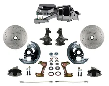 Front Power 2" Drop Spindle Kit with Drilled Rotors and Zinc Plated Calipers image 1