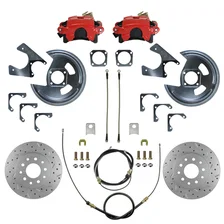 Rear Disc Brake Kit  with Drilled Rotors and Red Powder Coated Calipers image 1