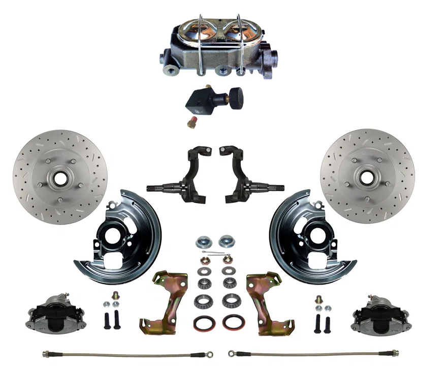 Manual Front Kit with Drilled Rotors and Zinc Plated Calipers for Chevrolet Chevy II