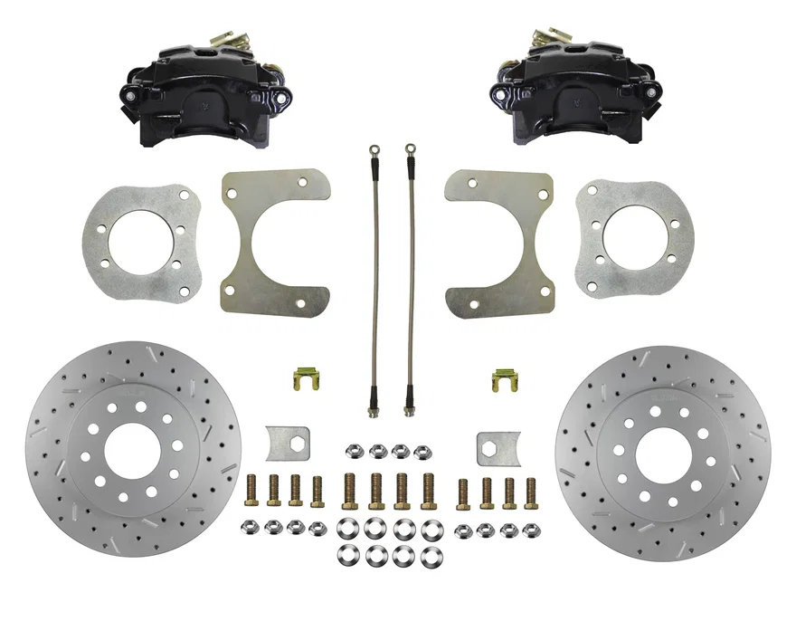Rear Disc Brake Kit  with Drilled Rotors and Black Powder Coated Calipers
