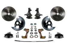 Front 2" Drop Spindle Kit with Plain Rotors and Zinc Plated Calipers for Chevrolet Chevy II image 1
