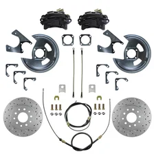 Rear Disc Brake Kit  with Drilled Rotors and Black Powder Coated Calipers image 1