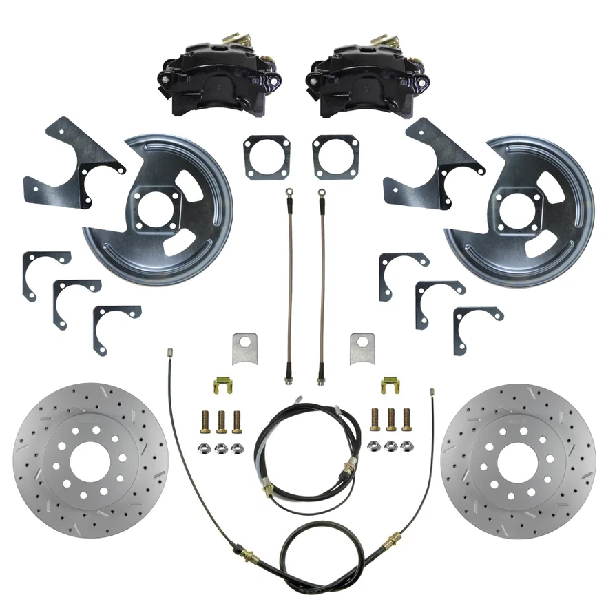 Rear Disc Brake Kit  with Drilled Rotors and Black Powder Coated Calipers
