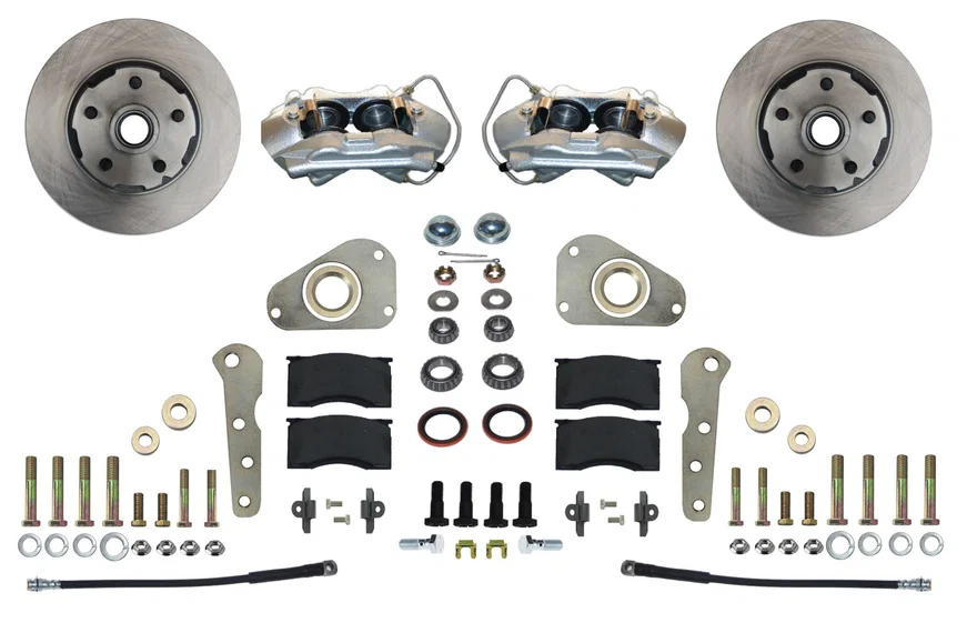 Front Spindle Kit with Plain Rotors and Zinc Plated Calipers