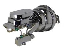 7 inch dual power booster, 1-1/8 inch bore flat top master disc/drum (Chrome) image 1