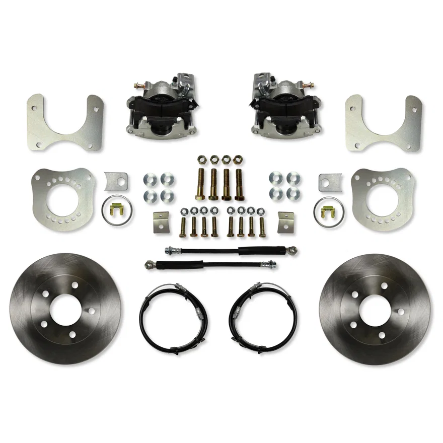 Rear Disc Brake Kit with Plain Rotors and Zinc Plated Calipers