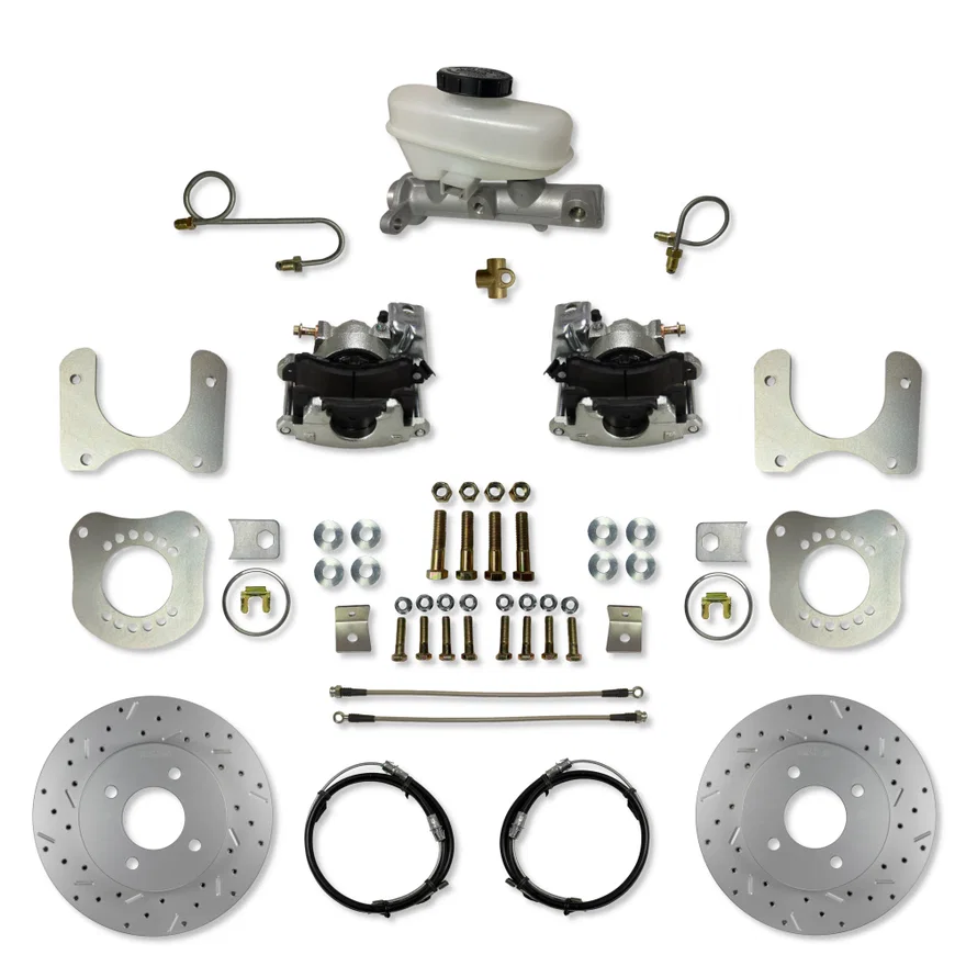 Rear Disc Brake Kit with Drilled Rotors and Zinc Plated Calipers for Ford Mustang