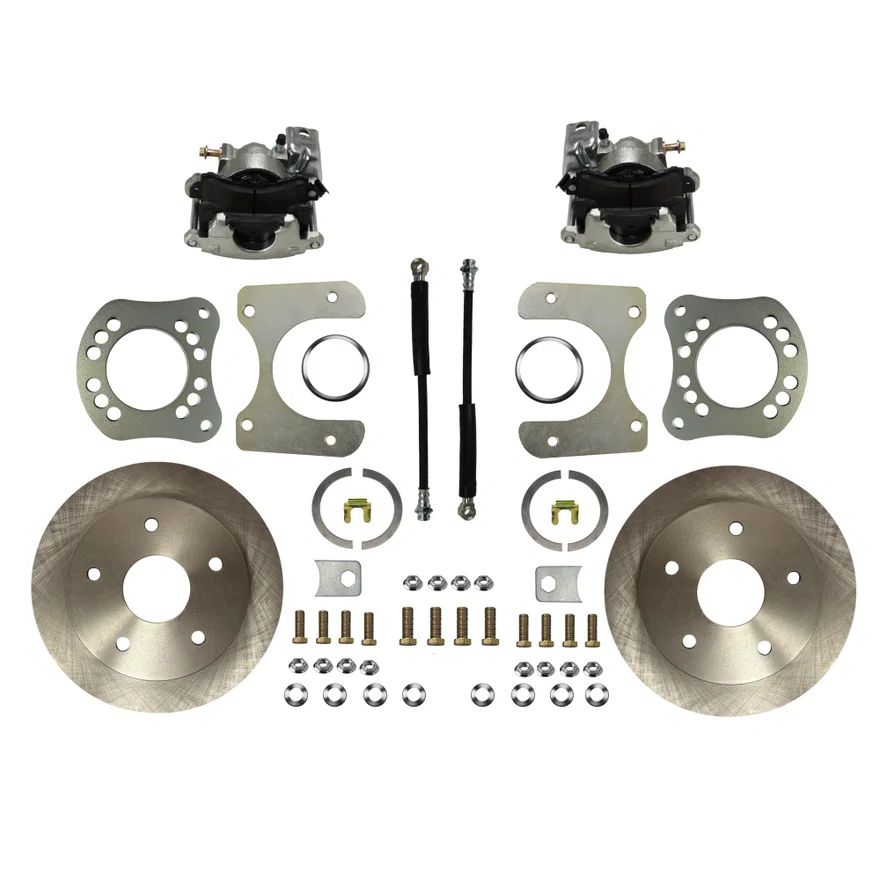 Rear Disc Brake Kit with Plain Rotors and Zinc Plated Calipers for Ford