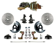 Front Power 2" Drop Spindle Kit with Drilled Rotors and Zinc Plated Calipers image 1