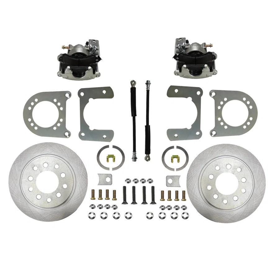 Rear Disc Brake Kit with Plain Rotors and Zinc Plated Calipers