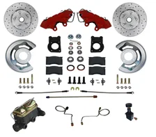 Manual Front Kit with Drilled Rotors and Red Powder Coated Calipers image 1