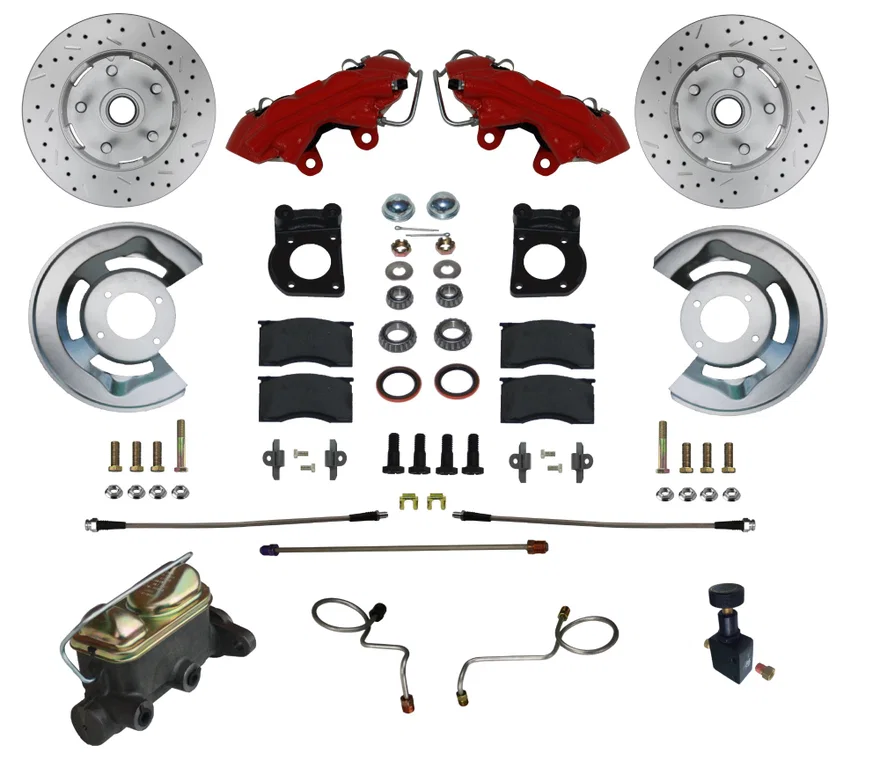 Manual Front Kit with Drilled Rotors and Red Powder Coated Calipers
