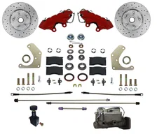 Power Front Kit with Drilled Rotors and Red Powder Coated Calipers image 1