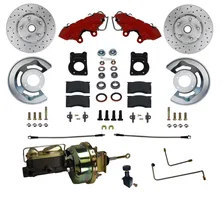 Power Front Kit with Drilled Rotors and Red Powder Coated Calipers for Ford Mustang image 1