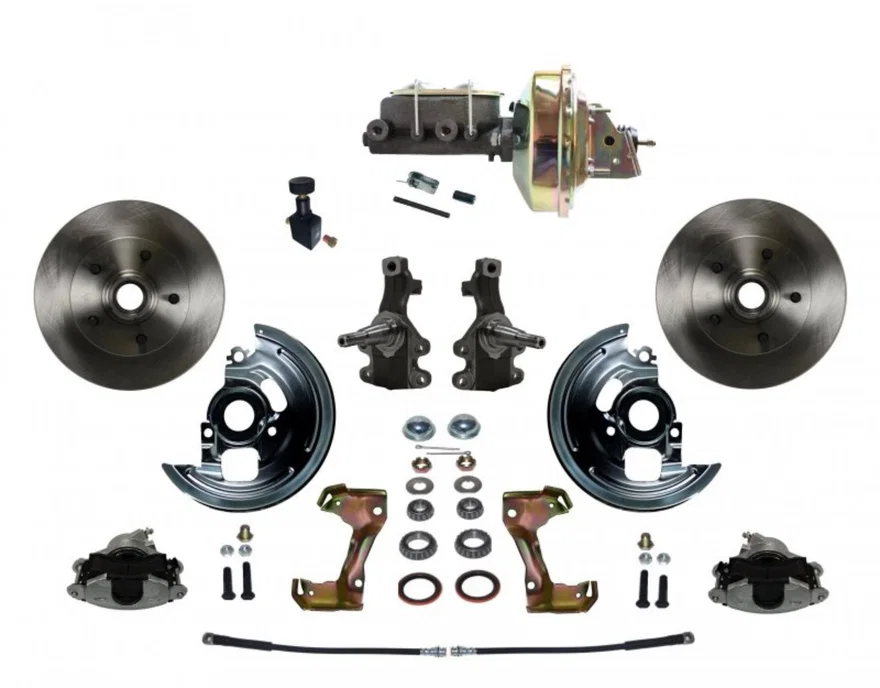 Front Power 2" Drop Spindle Kit with Plain Rotors and Zinc Plated Calipers