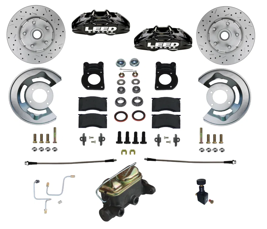 Manual Front Kit with Drilled Rotors and Black Powder Coated Calipers for Ford Mustang