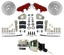 Power Front Kit with Drilled Rotors and Red Powder Coated Calipers image 1