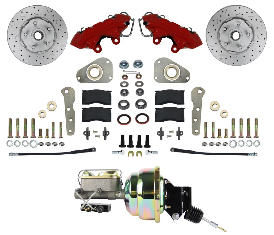 Power Front Kit with Drilled Rotors and Red Powder Coated Calipers