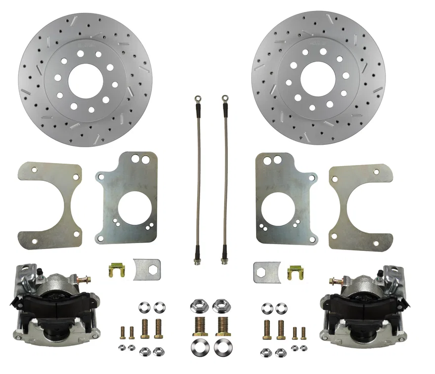 Rear Disc Brake Kit  with Drilled Rotors and Zinc Plated Calipers