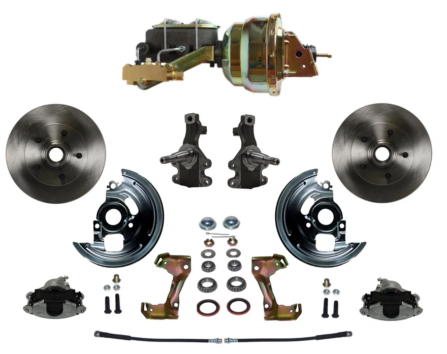 Front Power 2" Drop Spindle Kit with Plain Rotors and Zinc Plated Calipers