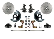 Front 2" Drop Spindle Kit with Drilled Rotors and Zinc Plated Calipers for Chevrolet Chevy II image 1