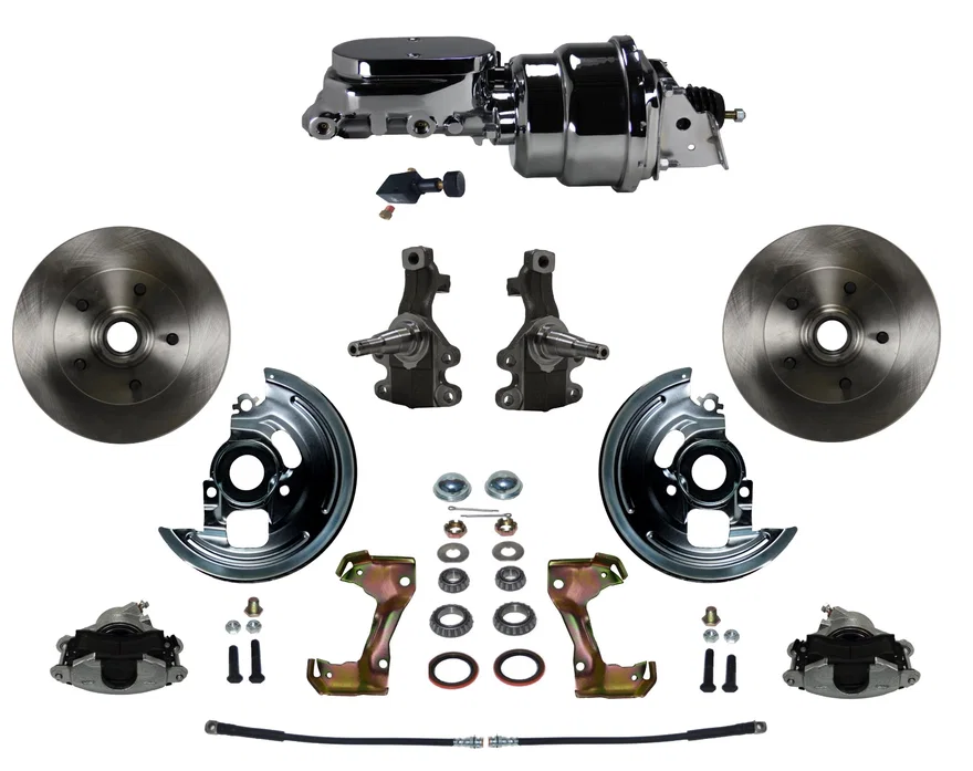 Front Power 2" Drop Spindle Kit with Plain Rotors and Zinc Plated Calipers