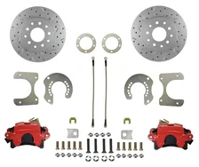 Rear Disc Brake Kit  with Drilled Rotors and Red Powder Coated Calipers image 1