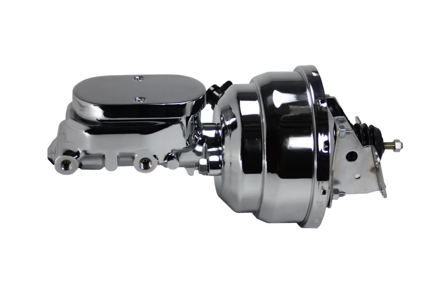 Power booster kit 8 inch dual booster 1 inch flat top (Chrome)