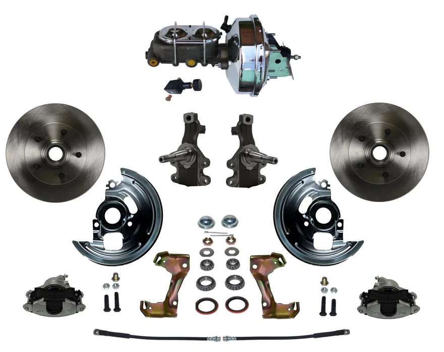 Front Power 2" Drop Spindle Kit with Plain Rotors and Zinc Plated Calipers
