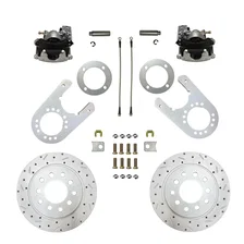 Rear Disc Brake Kit  with Drilled Rotors and Zinc Plated Calipers image 1