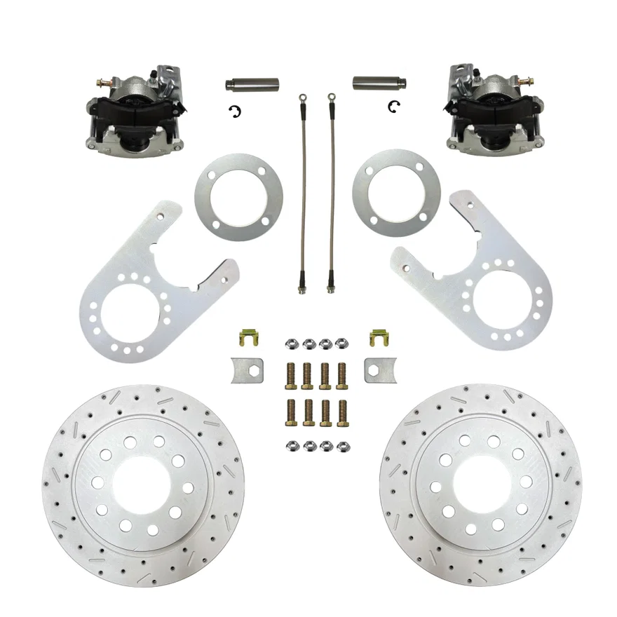 Rear Disc Brake Kit  with Drilled Rotors and Zinc Plated Calipers