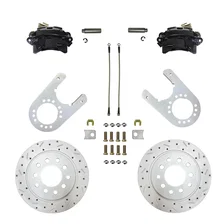 Rear Disc Brake Kit  with Drilled Rotors and Black Powder Coated Calipers image 1